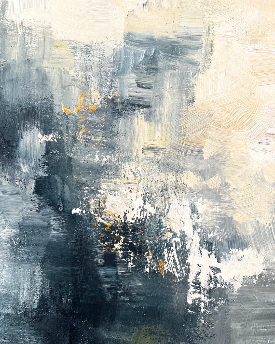 Blue and Cream Abstract 3x3'