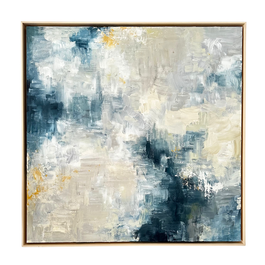 Blue and Cream Abstract 3x3'